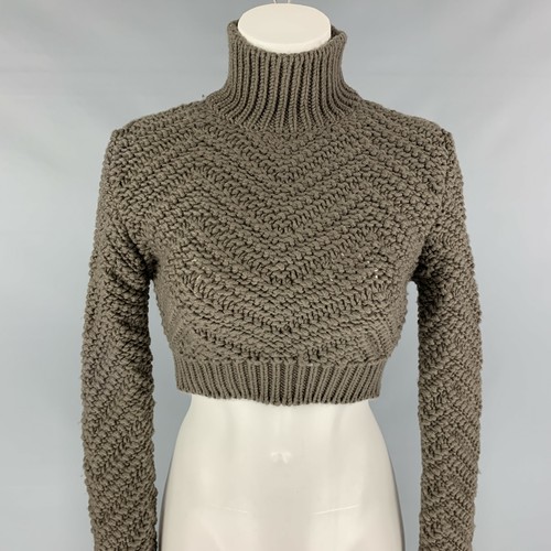IT 38 Taupe Knitted Wool Cropped 