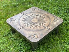 Grande Table Basse  Vintage An 60's 70's Béton & Pierre de Lave éditée par Chaty