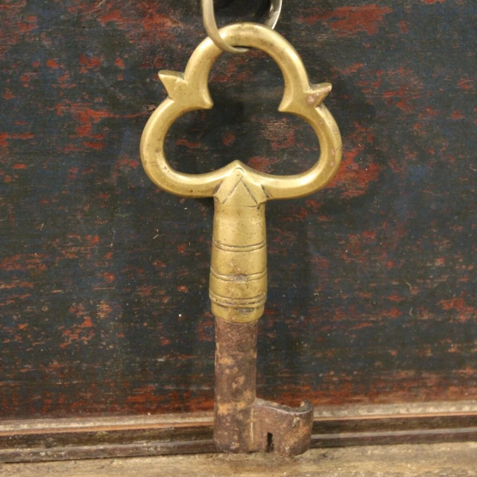 Silla de banco cofre indio madera pintada tallada estilo antiguo siglo XX Foto 3 de 4