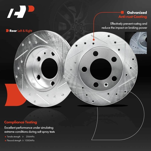12x Front & Rear Drilled Rotor & Brake Pad for Volkswagen Beetle 2000 Golf Jetta - Picture 6 of 10