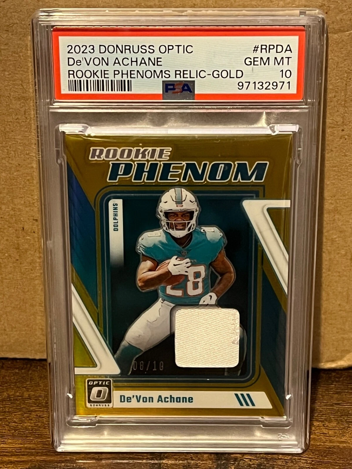 De'Von Achane Panini Donruss Optic Rookie Phenoms Relics #RPDA Gold