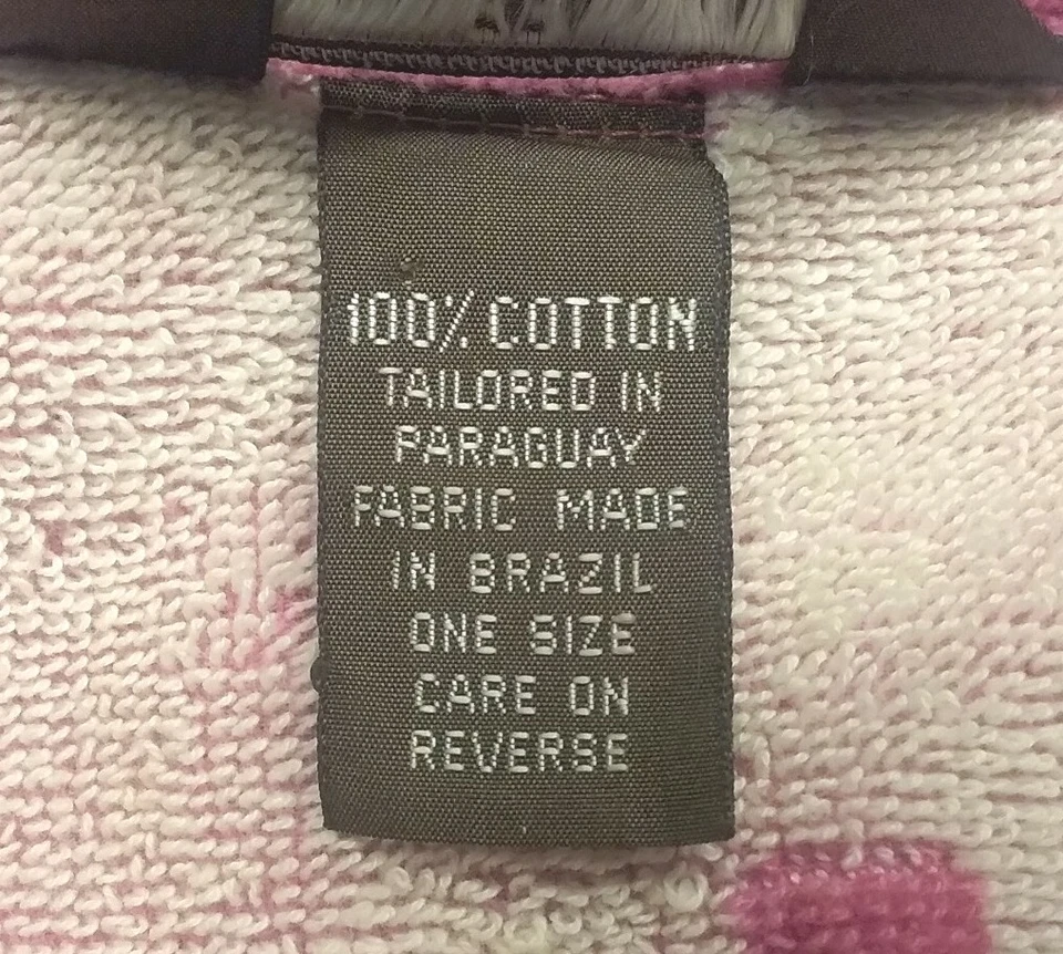 De Colección Bill Blass Bata Grande Rosa Blanco Diseño Terry Corto 3/4 Cinturón Talla Única Unisex Foto 4 de 4