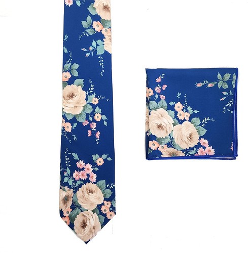 Romario Manzini® Men's Cotton Floral Standard Necktie with Handkerchief - Picture 7 of 63