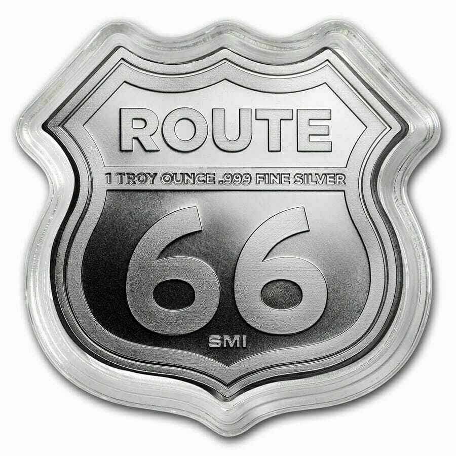 Route 66 Icons 1 oz Silver Shield Coin ILLINOIS Gemini Giant Free