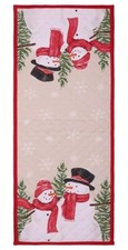 Christmas Snowmen Friends in Red Scarf Snowflake Quilted Table Runner 36" x 13"
