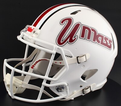 University of Massachusetts football helmet on the field