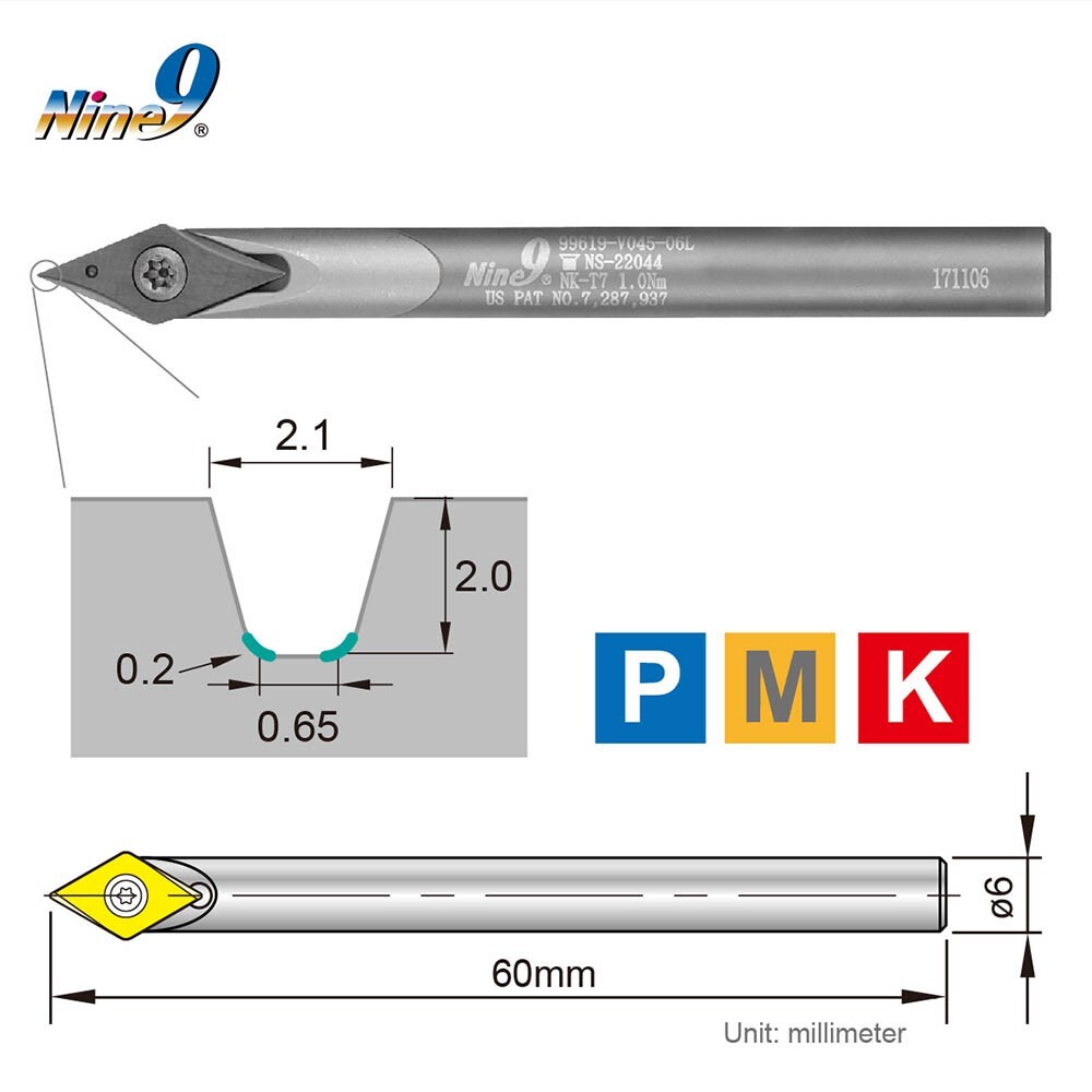 Nine9 V045 Engraving Tool with 45° Carbide Insert Set | eBay