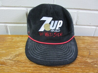 Vintage Corduroy 7-Up Gold ''Wild Side'' Adjustable Snap Back Hat Adult One Size