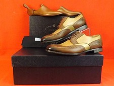 NIB PRADA 2EF020 BURNISHED BROWN TAN LEATHER BROGUE OXFORDS TREES SET 9 US 10