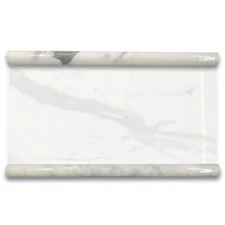 L18P Pencil Liner Statuary Statuario White Marble 3/4x12 Trim Tile Polished