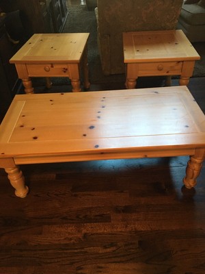 Broyhill Miel De Pino Mesa De Cafe Y 2 Mesas Ebay