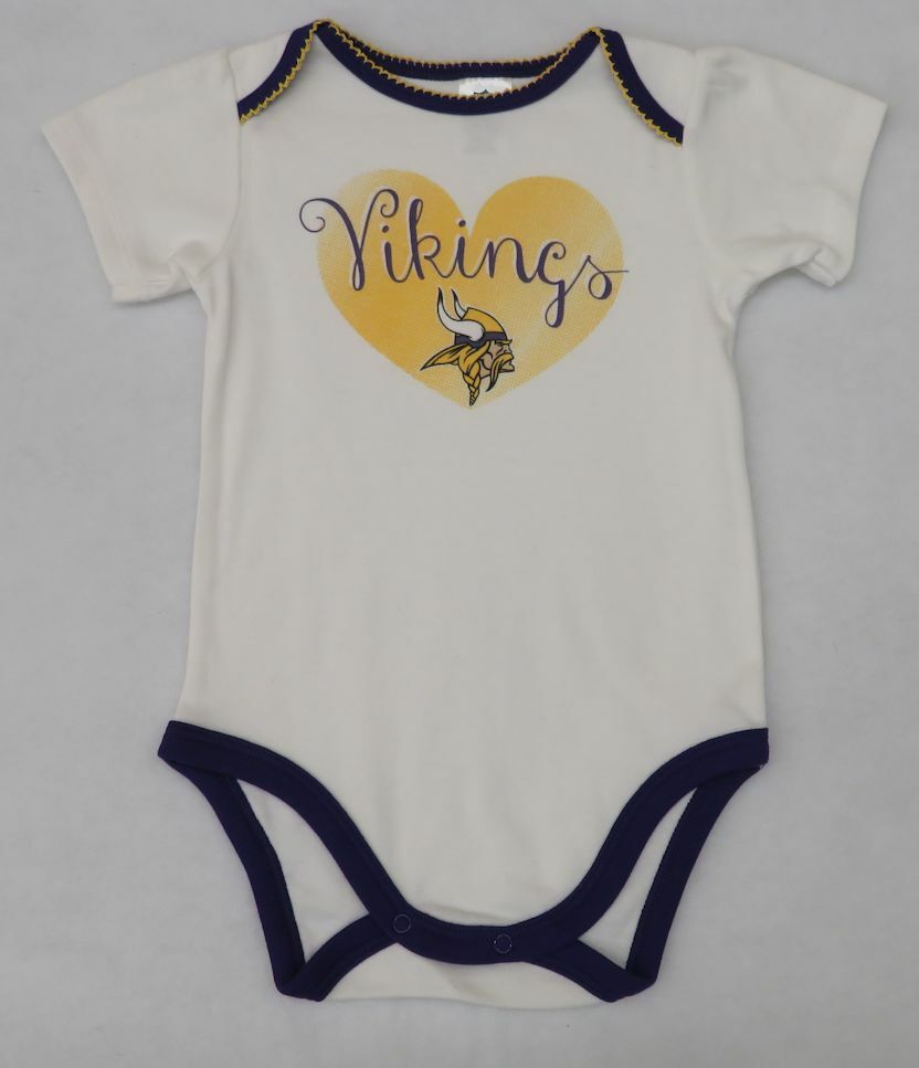 NFL Minnesota Vikings Baby Girls White Heart Bodysuit 6-12 Months