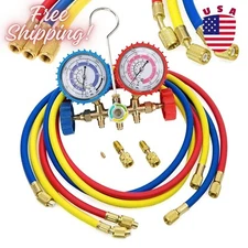 Refrigerant Charging Hoses with Diagnostic Manifold Gauge Set for R410A R22 ...