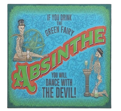 Absinthe Vintage Retro Wood Plaque Sign Shelf Sitter for Pub Bar Man ...