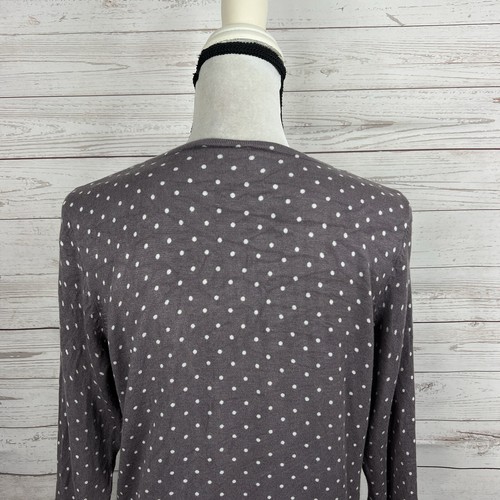 Maurices Womens Button Front V-Neck Cardigan Size XL Gray White Polka Dot - Picture 6 of 9