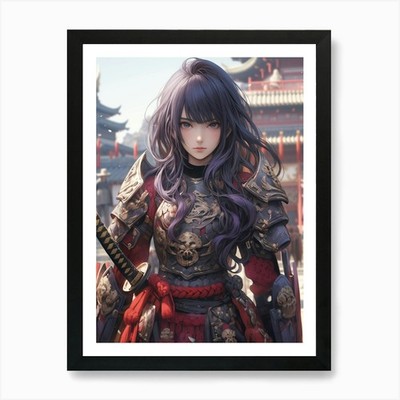Asian Girl Holding Sword Art Print Framed Wall Art Poster Canvas Print Picture