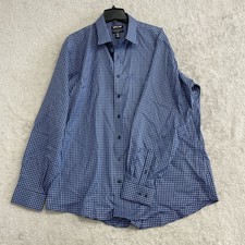 Kirkland Signature Men's Size 18 Traditional Fit Blue Plaid Dress Shirt N1461