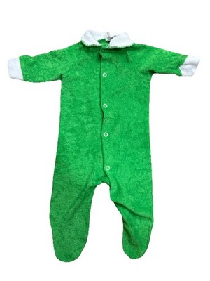Vintage Green Tommee Tippee Terry Cloth Footie Pajamas 80s Baby