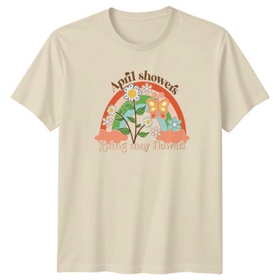 April Showers Bring May Flowers Damen T-Shirt Floral Groovy Frühling Natur