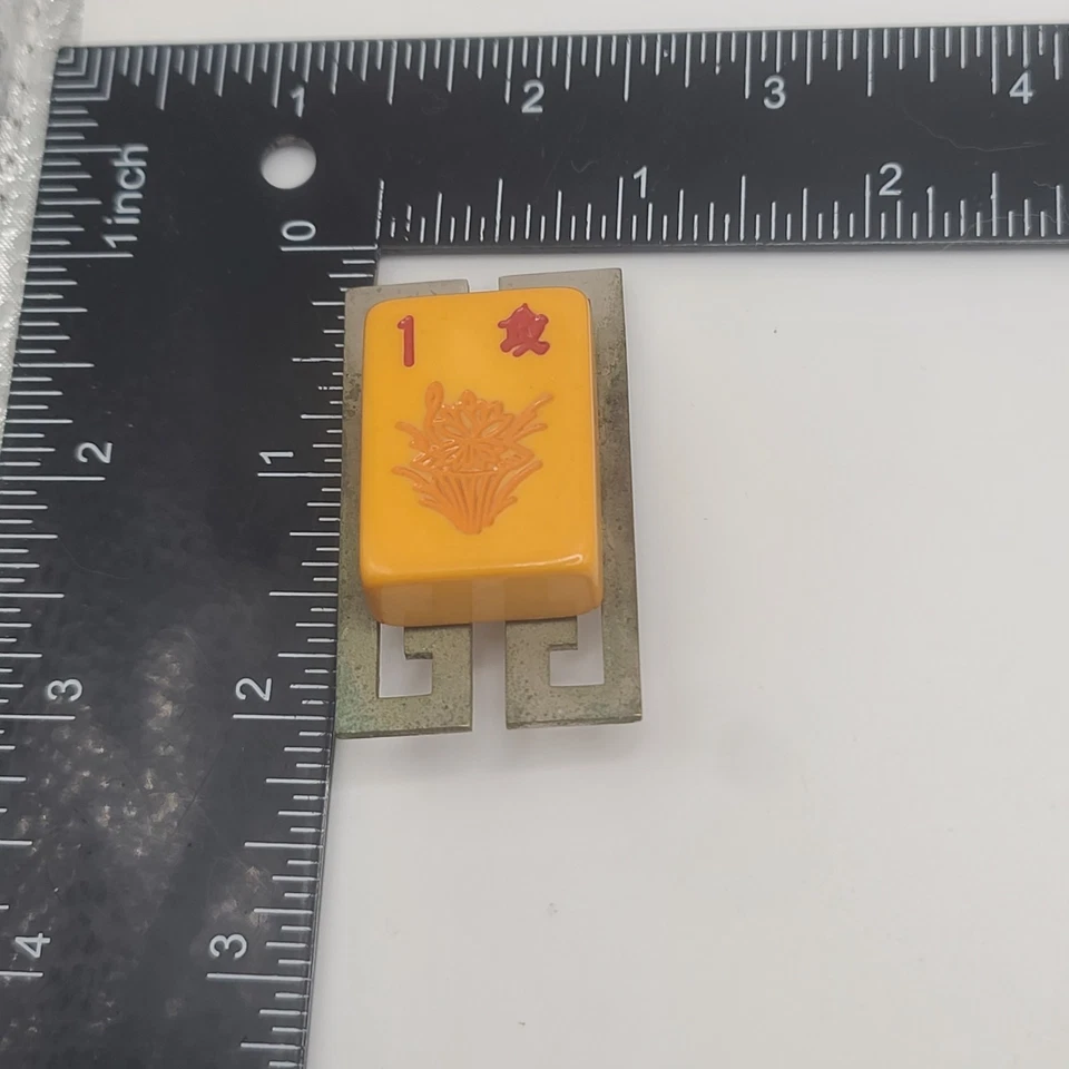Broche vintage de baquelita mahjong caramelo Foto 3 de 4