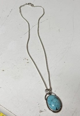 Vintage Sterlingsilber Türkis Anhänger Elka Sterling 16'' Halskette Karabiner
