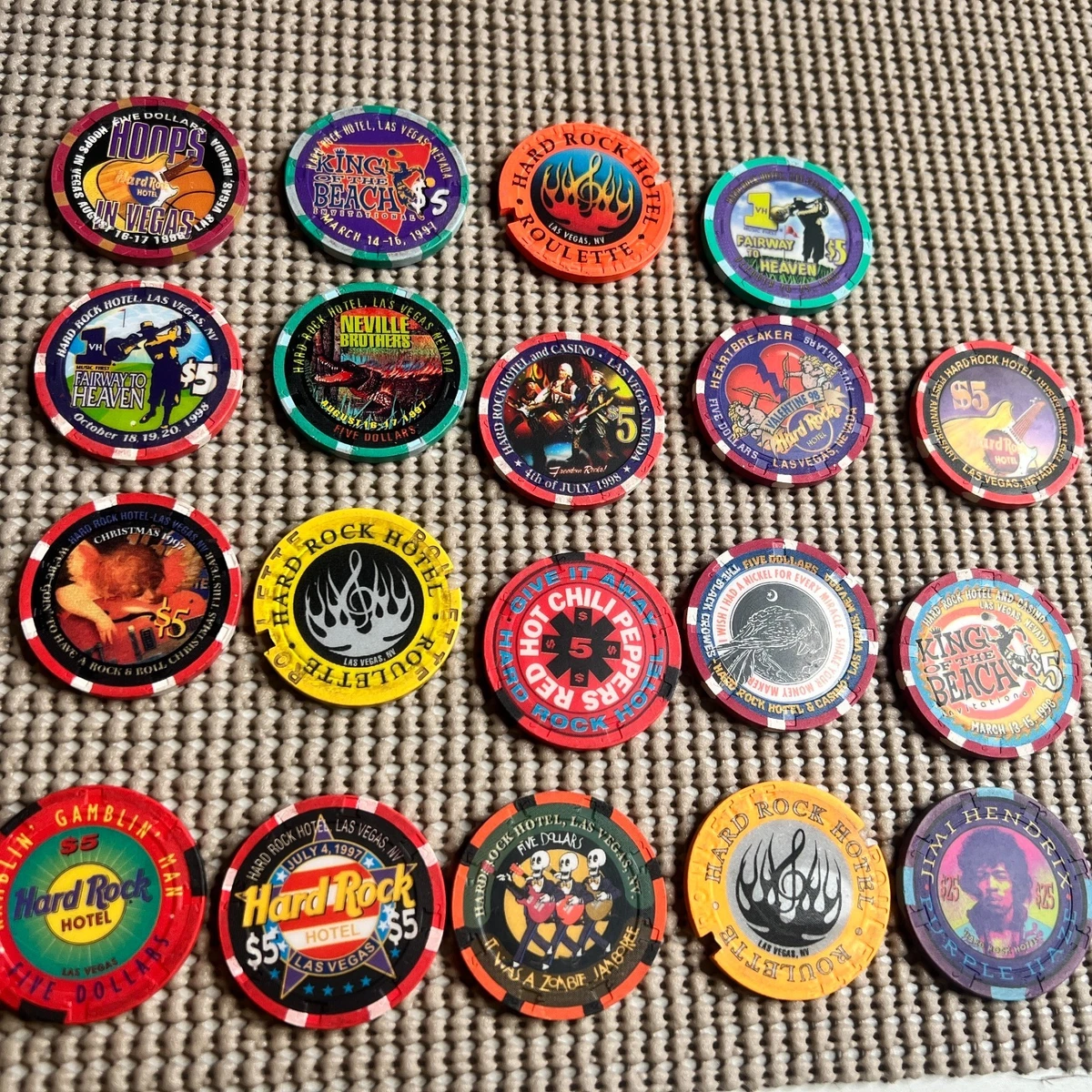 Hard Rock Chip In Collectible Individual $5 Casino Chips for sale