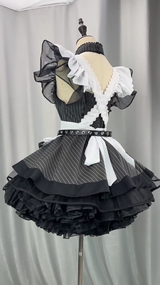 Gothic Black & White Maid Costume Set - Punk Lolita Cosplay Dress