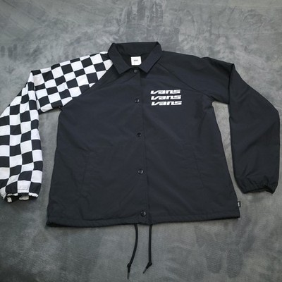 Vans Off The Wall Windbreaker Jacket Mens Black Check Size Small Skateboarding