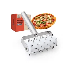 Chef Pomodoro Stainless Steel Pizza Dough Roller, Kitchen Tool, 21x14.5cm