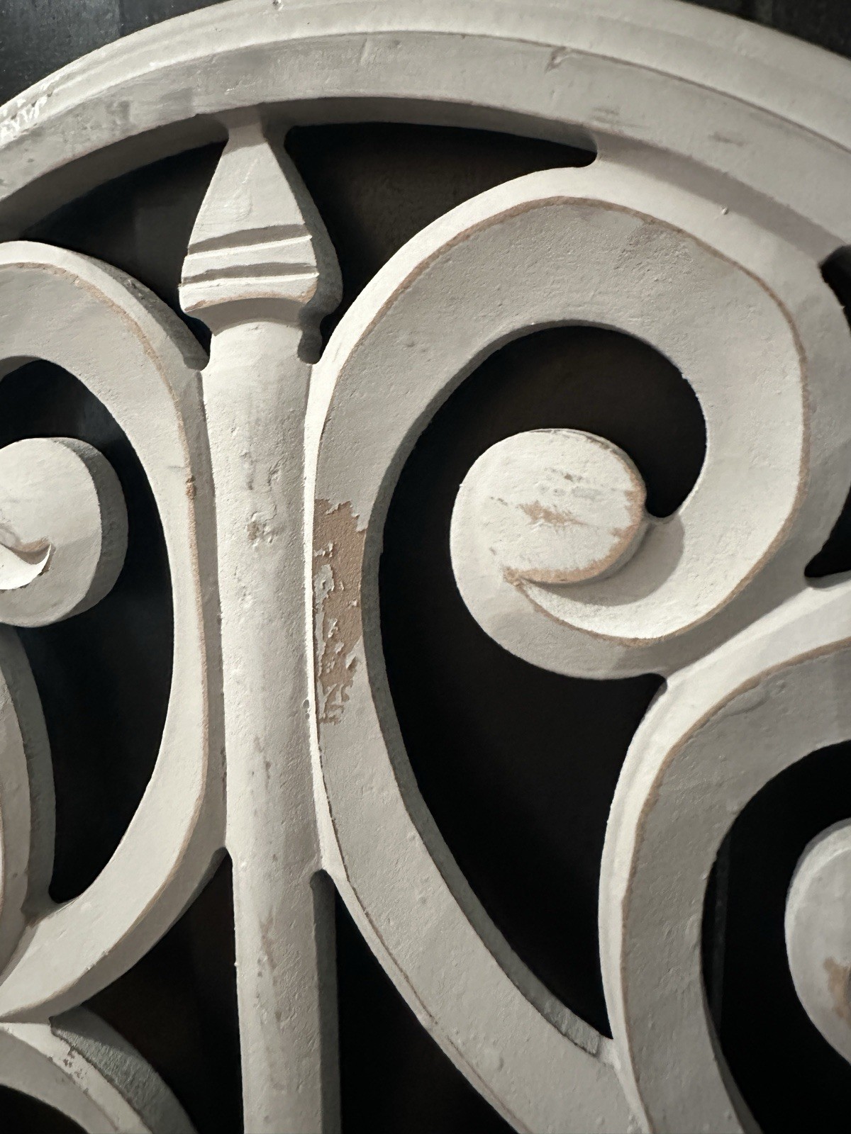 Handcarved Wood Arched/Scrolled Design Distressed Gray Wall Decor/Panel India