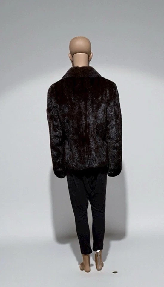 Ladies FabulousVintage Mahogany Brown Mink Fur Bomber Jacket Small - Image 3 of 4