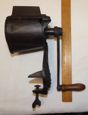 Antique Cast Iron Hand Crank Grinder Grater w Dolphins & Lady Hella Express 1900