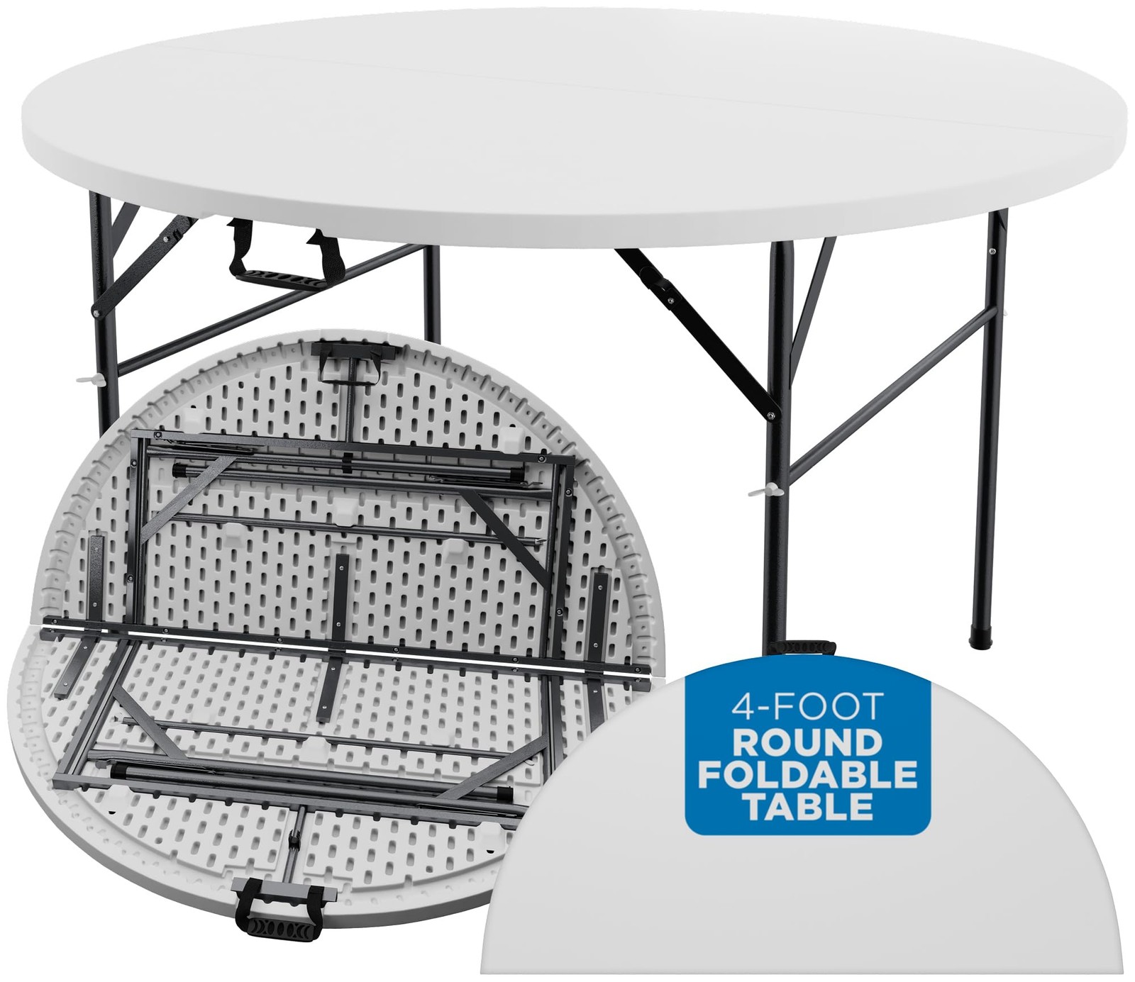 48-Inch White Plastic Round Folding Table for Easy Storage