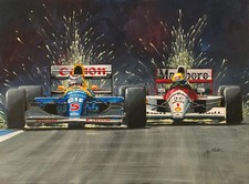 Nigel Mansell  Ayrton Senna Spain 1991 canvas art prints by Greg Tillett F1