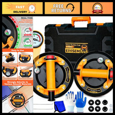 8" Heavy Duty Vacuum Glass Suction Cups with Pressure Gauge - 880 LBS Capacity