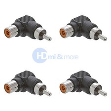 RCA Female Jack to RCA Male Plug 90  Connector Audio Video Adapter - LOT of 4