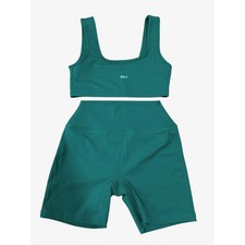 SET Active 2 Piece Sport Bra  Bike Short Sportbody Palm Green Medium
