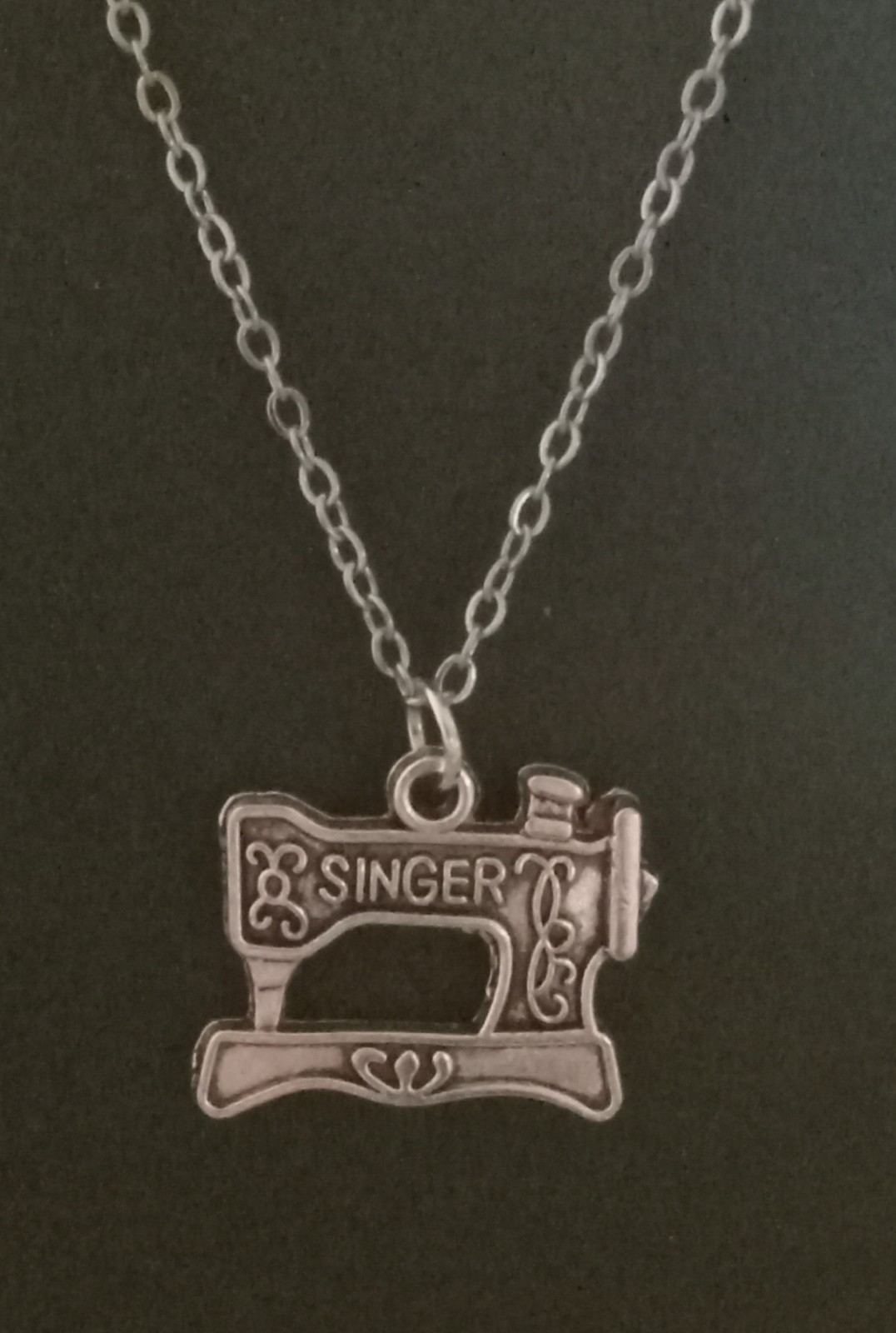 Vintage Singer Sewing Machine Charm Necklace Jewelry