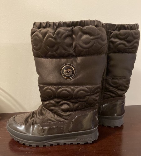 COACH Drexel Boots A7274 Chocolate Brown Quilted Winter Snow Size 5.5B - Picture 4 of 8