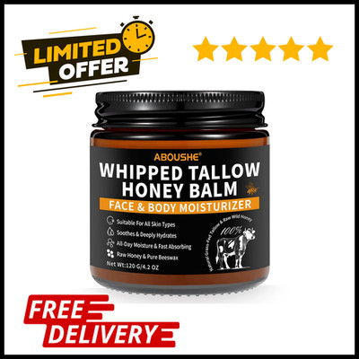 Beef Tallow for Skin, Tallow and Honey Balm for Face, Organic Grass-fed Beef