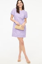 J. Crew Factory Eyelet Puff-Sleeve Mini Dress Women's Size 8 in Purple NWT!
