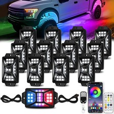 12 Pods 252 LEDs 5 Sides RGB Rock Lights, App/2 Remote Control Rock Lights for T