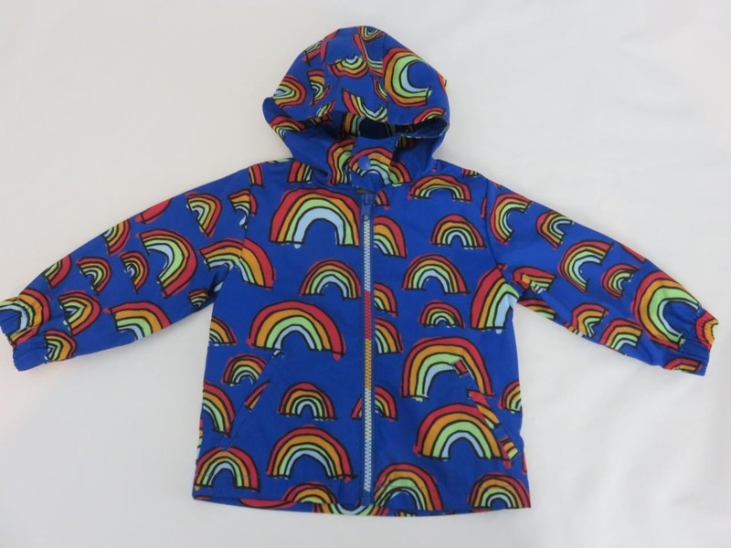 NEW Stella McCartney Kids Windbreaker Blue Rainbow Hooded Jacket Size 12 months