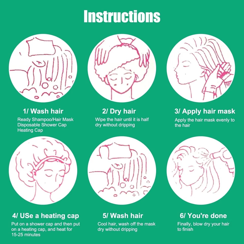 Cappello per la cura dei capelli cappuccio riscaldante, tappi termici condizionamento profondo, - Immagine 4 di 4