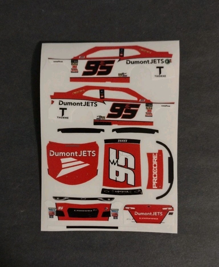 2018 Kasey Kahne #95 Dumont Jets Throwback 1/64 Peel & Stick Decals
