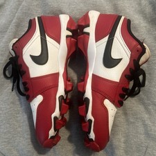 Jordan 1 Mid Baseball Cleats-Red/Black/White- Youth Size 5.5 Great Condition