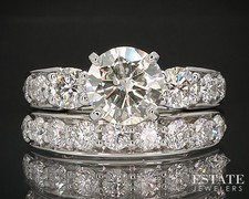 14k White Gold Round Natural 2.98ctw Diamond Wedding Set 15.7g p73525