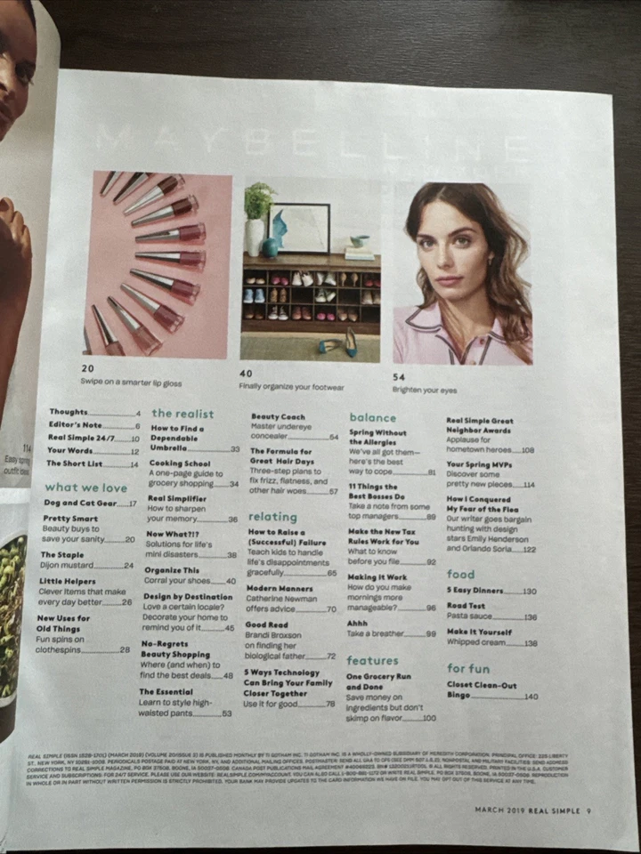 REAL SIMPLE Magazine MARCH 2019 Save on Everything Food Beauty Home Style Taxes - Image 3 of 4