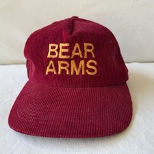 Vintage Bear Stearns Hat BEAR ARMS Corduroy Red Cap Snapback