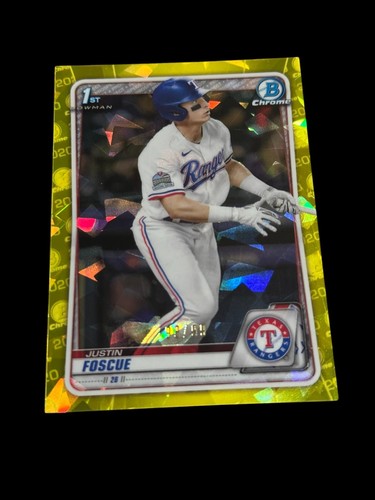 2020 Bowman Draft - Chrome Sapphire Justin Foscue #BD-124 Yellow Refractor /99
